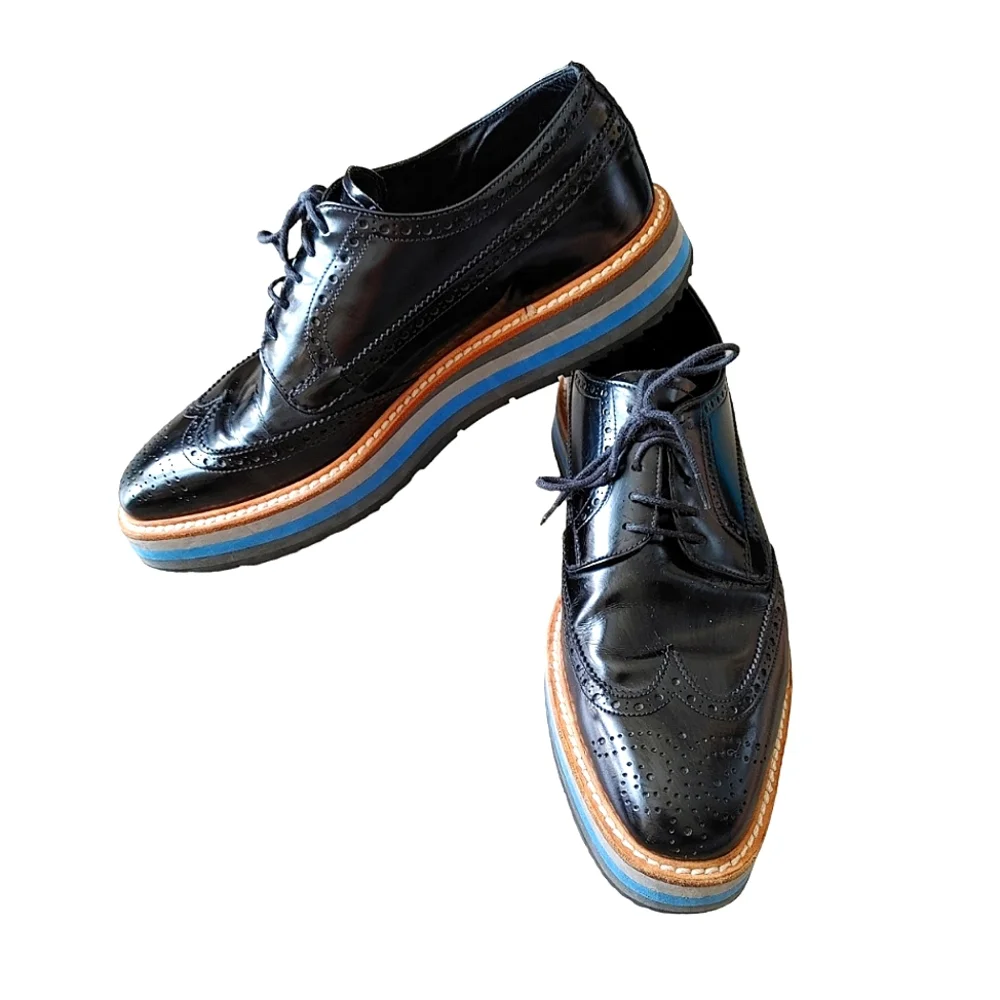 Prada Black Classic Leather Lace Up Laced Formal Shoes Derby - Picture 15 of 16